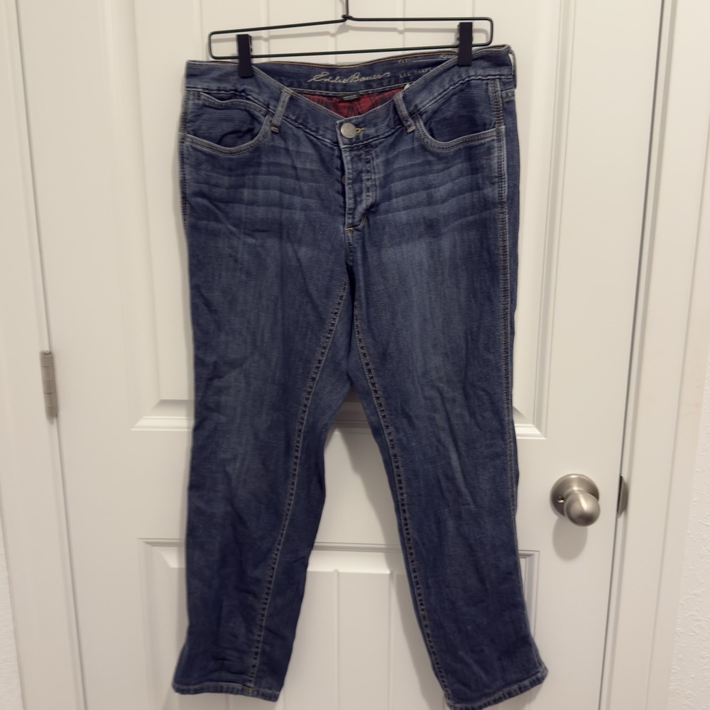 Eddie Bauer Women's Flannel Lined Jeans Relaxed Straight Leg Button Fly Size 8